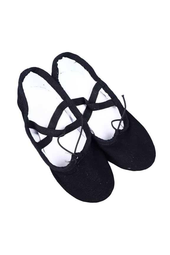 Kids Canvas Dance Shoes Soft Sole Practice Performance Slippers for Ethnic Ballet Lyrical Modern Contemporary Black, Comfortable and Durable Footwear for Boys and Girls 10 inches / 25.4 cm