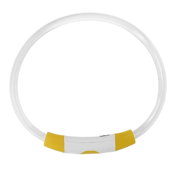 NFTIGB LED Dog Collar Rechargeable USB Flash Glow Necklace with Strong Light Transmission for Pets Night Safety High Visibility Adjustable Size 15.0 inches / 38.1 cm Yellow