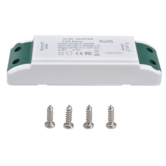 NFTIGB LED Driver 24V DC 1.5A 36W Power Supply Constant Current AC 100-240V Transformer Adapter For Strip Lights Under Cabinet Display Hardware High Efficiency Lighting Conversion Device Component