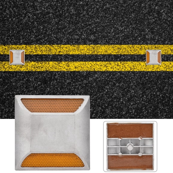 NFTIGB LED Reflective Spike Cast Aluminum Beads Dual Protuberant Signpost Raised Walkway Light Kit, Perfect for Street Road, Highway, Pathway, Crossroads, 4.1 x 4.1 x 0.8 inches / 105 x 105 x 20 mm
