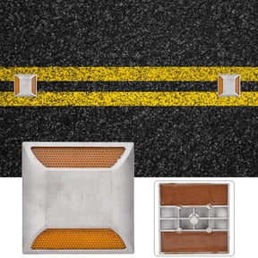NFTIGB LED Reflective Spike Cast Aluminum Beads Dual Protuberant Signpost Raised Walkway Light Kit, Perfect for Street Road, Highway, Pathway, Crossroads, 4.1 x 4.1 x 0.8 inches / 105 x 105 x 20 mm