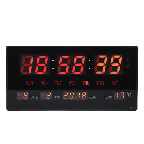 NFTIGB Large Digital Wall Clock with Temperature LED Number Clock Large Big Digital Display Wall Alarm Clock for Living Room Office Classroom (14.17 x 6.69 inches / 36.00 x 17.00 cm)