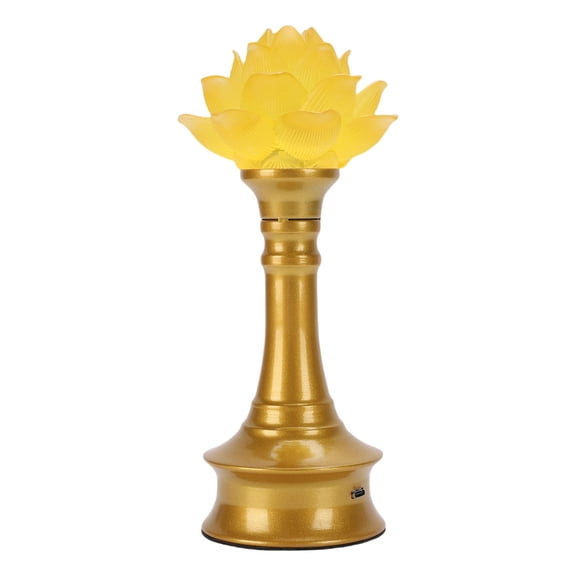 NFTIGB Large LED Flower Lamp Resin Metal USB Rechargeable Buddhistic Lamp Night Light Faith Supplies 10.24 inches / 26 cm