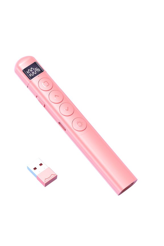 Laser Presentation Pointer 2.4G Wireless Remote Control Pen for PowerPoint MAC Windows Linux - Pink 5.22 inches / 13.2 cm