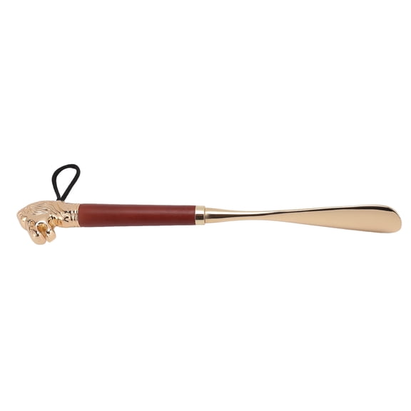 NFTIGB Lion Head Alloy Shoehorn Ergonomic Metal Long Shoehorn with Lanyard for Seniors Brown 12.6 inches / 32 cm