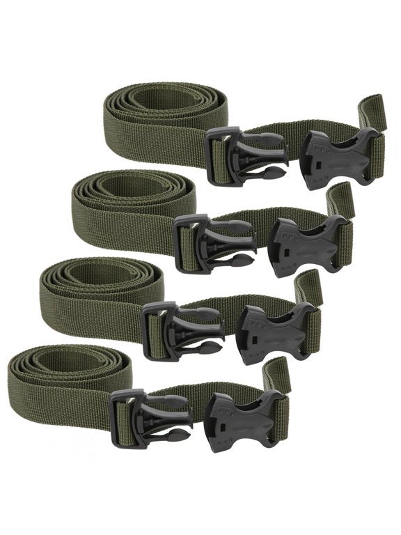 Luggage Strap Double Safety Buckle Suitcase Packing Belt (53.15 inches / 135 cm) 4-Piece Set Military Green