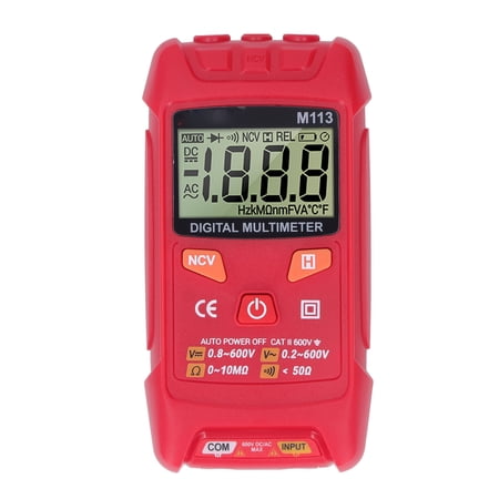 NFTIGB M113 Digital Multimeter Auto Ranging Tester High Accuracy Anti Burning Portable Electrical Voltmeter with NCV Function Backlit LCD Display and Smart Pocket Size Multi-Tester 7.8 in / 20 cm