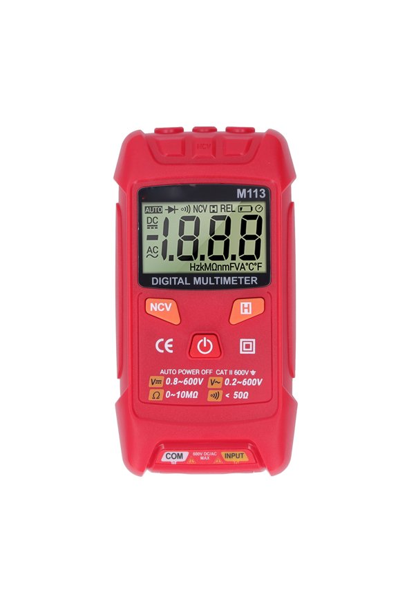 M113 Digital Multimeter Auto Ranging Tester High Accuracy Anti Burning Portable Electrical Voltmeter with NCV Function Backlit LCD Display and Smart Pocket Size Multi-Tester 7.8 in / 20 cm