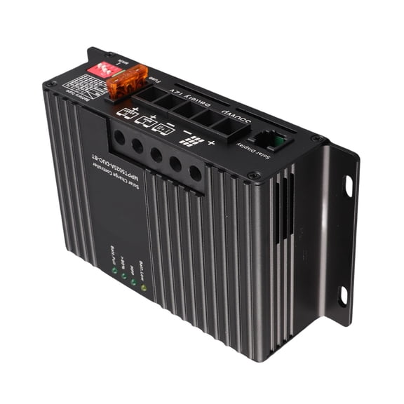 NFTIGB MPPT Solar Charge Discharge Controller Dual Battery Charging 12V Renewable Energy System Controller Unit, 25A Capacity, Black and Multicolor, 5.79 inches / 14.7 cm Length