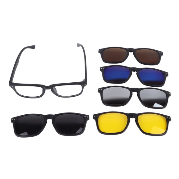 NFTIGB Magnetic Clip On Sunglasses UV Protection TR Rectangular Frame Night Driving Glasses 5 Clips, 7.87 inches / 20 cm