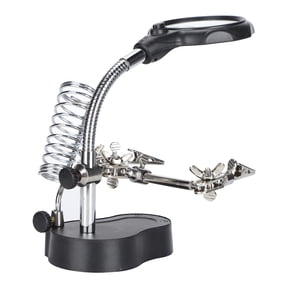 NFTIGB Magnifying Glass with Stand Lamp LED Auxiliary Clamp Clip Soldering Station Hands-Free 2-LED Desk Magnifier