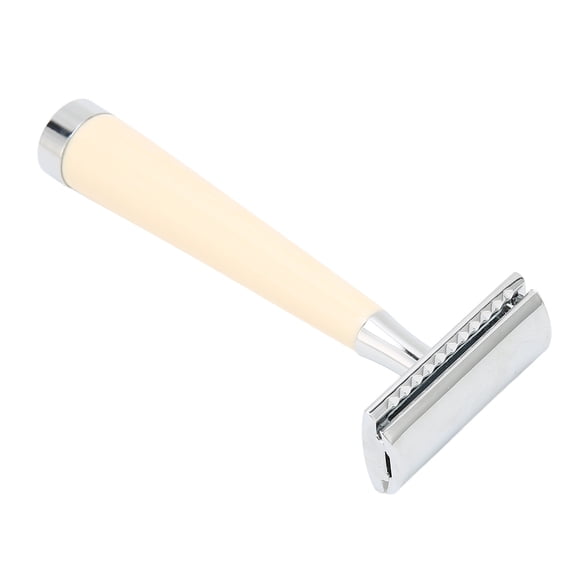 NFTIGB Manual Razors Fast Shave High Safety Double Edged Stable Sliding Easy to Use Long Handled Razors for Home Barber Salon, Beige, 4.72 inches / 12 cm
