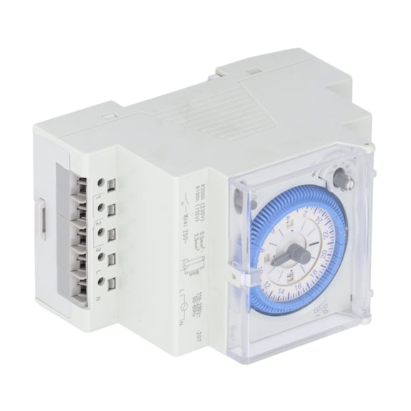 NFTIGB Mechanical Timer Switch 24 Hours Time Control DIN Rail Power Reserve 110-230V, IP20 Protection Electrical Component for Home Improvement (4.7x3.1x2.8 inches / 12x8x7 cm)