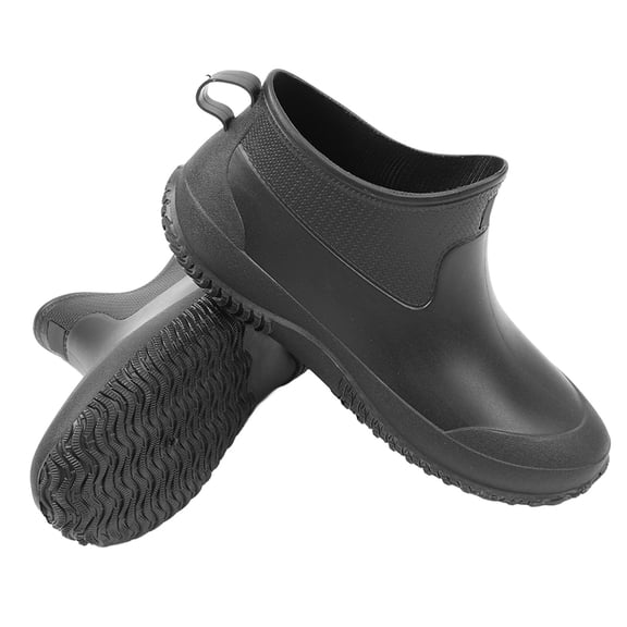 NFTIGB Men's Black Safety Boots Anti-Slip Water Resistant Short Tube Rain Shoes for Kitchen Work, Car Washing, Gardening, and Outdoor Activities - Size EU 41