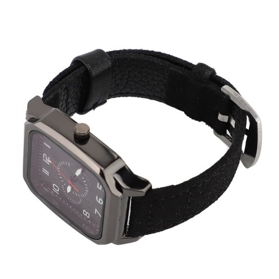 NFTIGB Men's Vintage PU Leather Strap Quartz Watch Casual Slim Analog Wristwatch (1.5 in / 3.8 cm Dial), Black