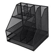 NFTIGB Mesh Desk Organizer, Black Thickened 2 Columns 4 Layers Multifunctional Pen Holder Office File Rack, Desktop Storage Shelf for A4 Documents, 12.6 x 12.2 x 11 Inches / 32 x 31 x 28 cm