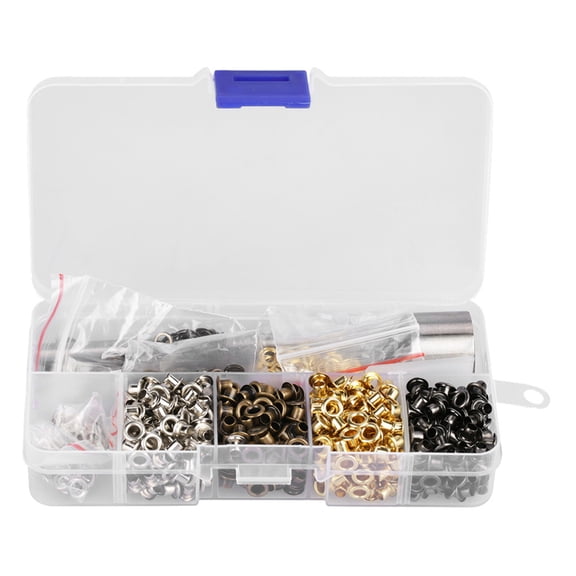 NFTIGB Metal Eyelet Grommet Washer Assortment with 3pcs Handwork Tools Set, 3mm / 0.12 inch Inner Diameter, 420 Pieces Electroplated 4 Colors in Box for DIY Clothing, Leather, Shoes Repair