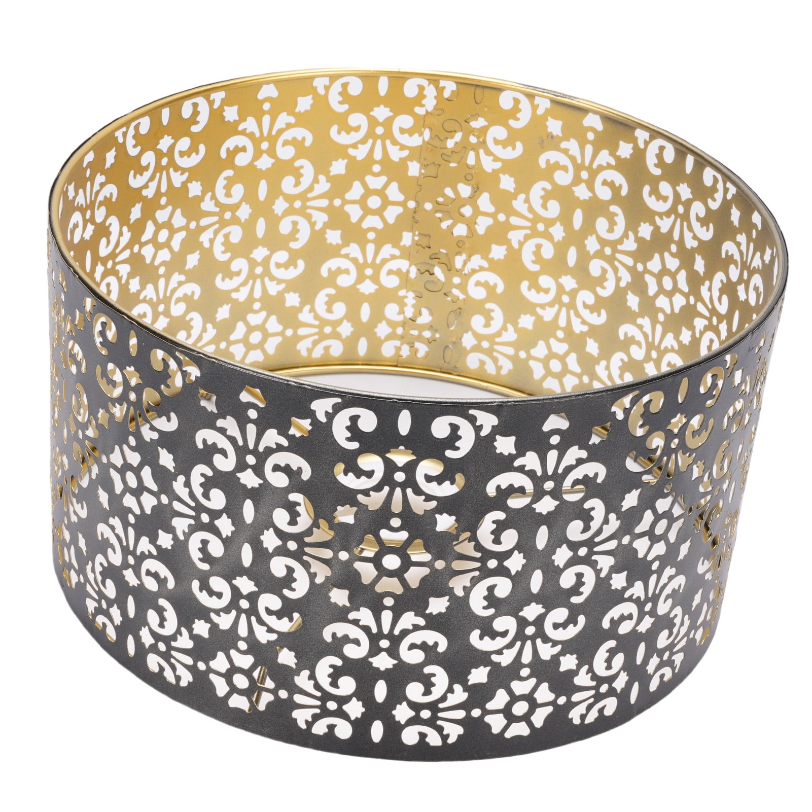 NFTIGB Metal Hollow Lamp Shade Aesthetic Drum Iron Hollow Out Flower Pattern Lampshade for Table and Floor Lamps E27 E14 Socket Light 8.66 inches / 22 cm Black Finish