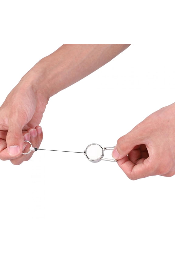 Metal Retractable Key Chain with High Resilience Nylon Wire, Anti-Lost Rope Keyring Buckle Outdoor Tool, Heavy Duty Secure Clip for Keys and Badges, 23.6 inch/60 cm Extending Cord