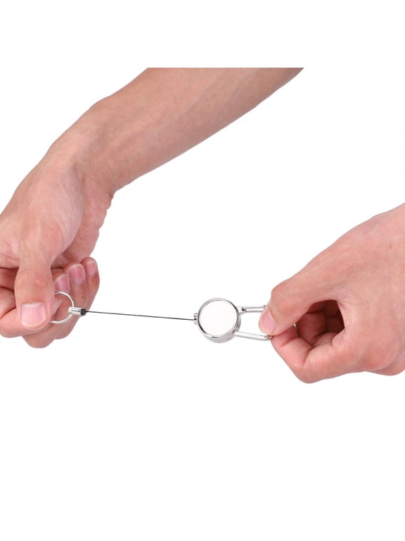 Metal Retractable Key Chain with High Resilience Nylon Wire, Anti-Lost Rope Keyring Buckle Outdoor Tool, Heavy Duty Secure Clip for Keys and Badges, 23.6 inch/60 cm Extending Cord