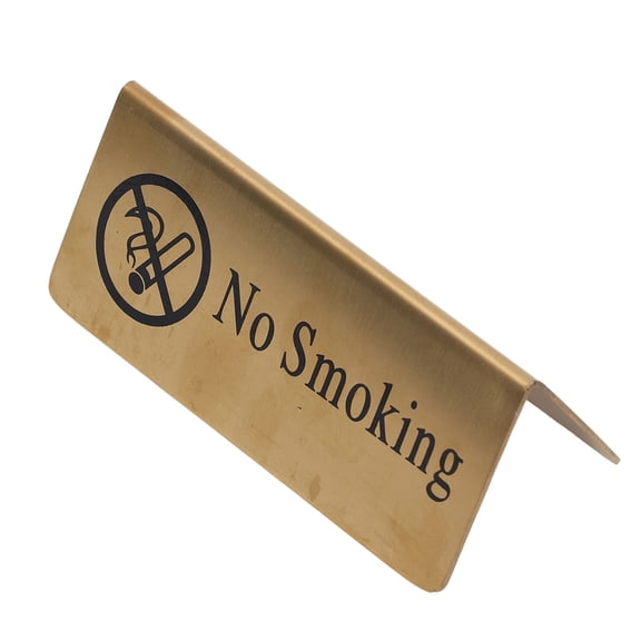 NFTIGB Metal Table Top Sign Strong Stainless Steel Double Sided Gold Tabletop Sign No Smoking, 4.7 in