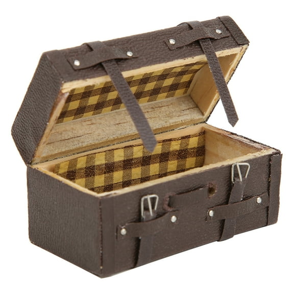 NFTIGB Mini 1:12 Scale Suitcase Classical Cloth Wood Retro Miniature Model Dolly House Accessory