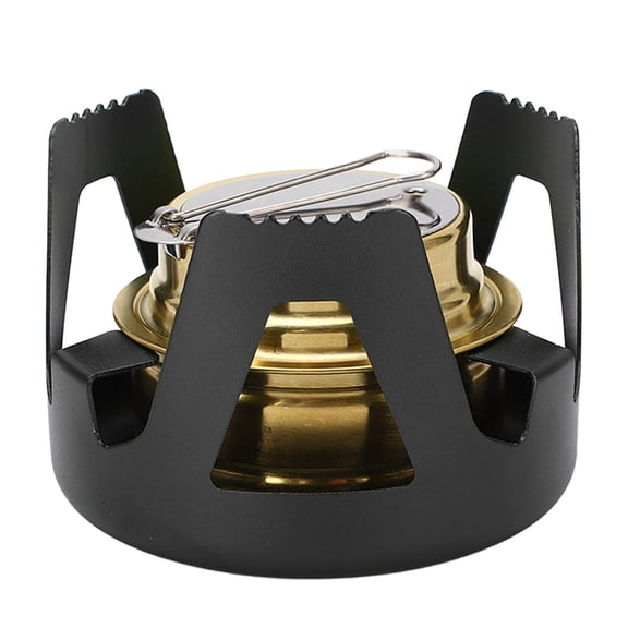 NFTIGB Mini Camping Backpacking Stove Brass Aluminum Alloy Portable Windproof Cooking Burner Base with Storage Bag for Hiking Outdoors, Black