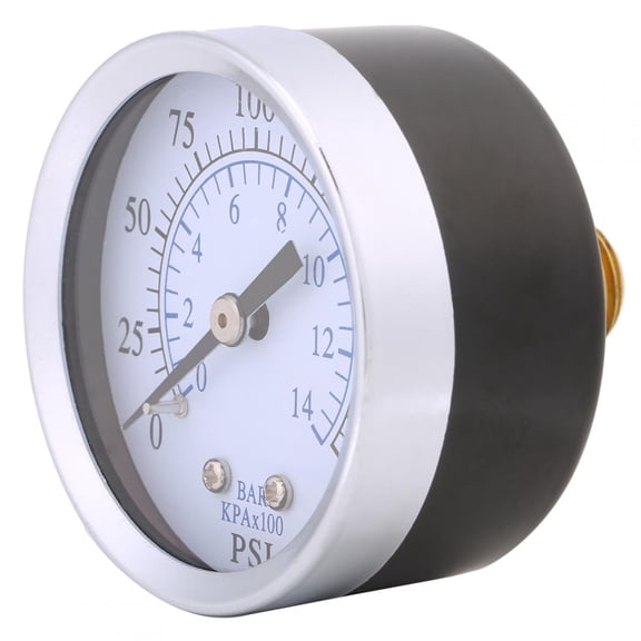 NFTIGB Mini Dial Instrument Pressure Gauge 0-200psi 0-14bar Dual Scale For Air Water Oil Brass Non-Corrosive Liquid Measurement Tool With 1/4 Inch NPT Thread Back Mount Metal Casing 2.05 Inches