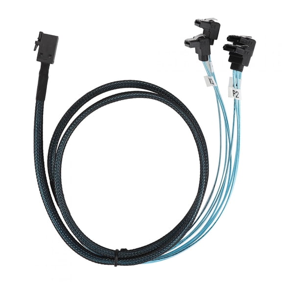 NFTIGB Mini SAS HD 36-Pin SFF-8643 to 4x SATA 7-Pin 90-Degree Connector Hard Drive Cable, 3.3ft / 1m Injection Molding High Speed Data Transfer Cord for Computer Storage Servers