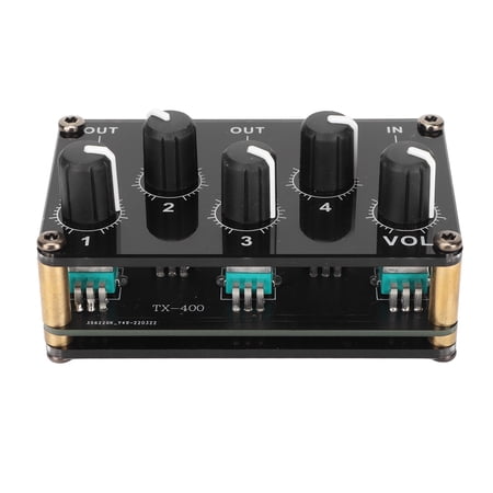 NFTIGB Mini Stereo 4 Channel Line Mixer Low Noise Professional Audio Passive Studio Console Controller for CD Players Mobile Phones Tablets and Instruments