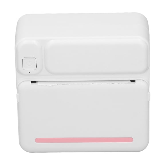 NFTIGB Mini Thermal Printer HD Print 200dpi Resolution Inkless Rechargeable Portable Pocket Printer Machine with 1 Roll Paper White Pink (3.1x3.1 inches / 80x80 mm) for Study Notes