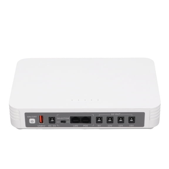 NFTIGB Mini UPS 8000mAh Battery Backup Power Supply with Voice Prompt, 5V/9V/12V POE 15V/24V Output, Surge Protection, Desktop Router Backup (Black, US Plug)