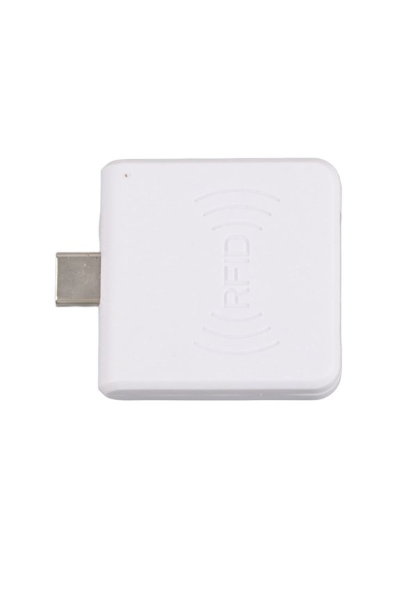 Mobile Phone OTG USB Portable Card Reader Type C Interface UHF RFID Handheld Writer For Android Windows Tablets And PC White Compact Size 2.75 inches / 7 cm Long Distance Detection Tool