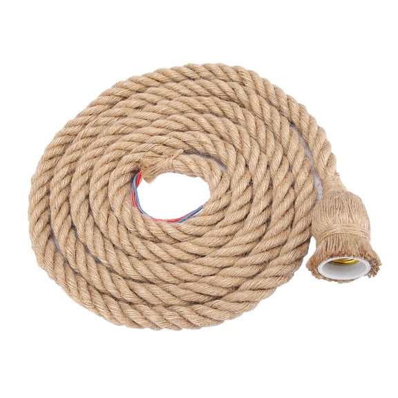 NFTIGB Modern 1-Light 2m E27 Vintage Hemp Rope Ceiling Light Base Pendant Lamp Bulb Holder 85-265V Industrial Rustic Hanging Light Fixture for Living Room Bedroom Restaurant (Bulb Not Included)
