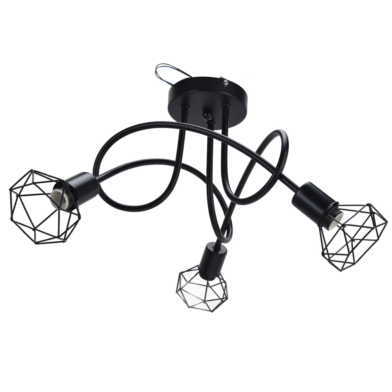 NFTIGB Modern 3 Heads Pendant Light Hollow Iron Ceiling Lamp Fixture for Bedroom Dining Room, Black Base (Bulb Not Included)