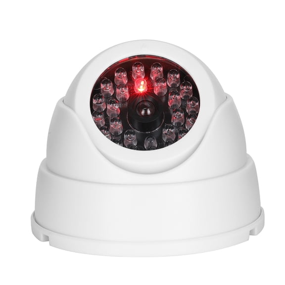 NFTIGB Mr-18b Wireless Indoor Outdoor Dummy Security Camera, High Realistic Dome Simulated Surveillance CCTV with 30pcs Fake IR LEDs and Flashing Red LED Light (Batteries Not Included), White