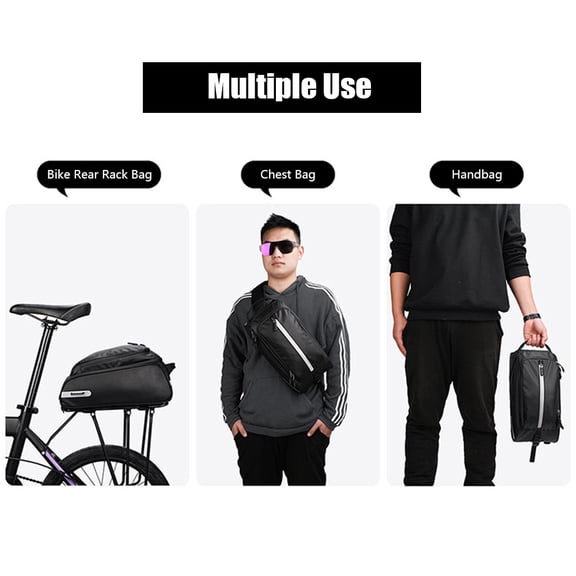 NFTIGB Multifunctional Bike Trunk Bag Waterproof Bicycle Rear Rack Pannier Shoulder Bag 12L Capacity