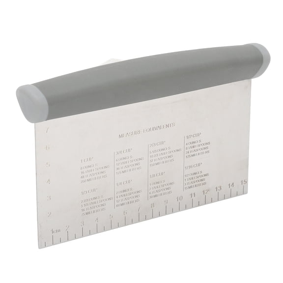 NFTIGB Multipurpose Stainless Steel Dough Cutter and Professional Pastry Scraper with Measuring Scale and Comfortable Grip, 6.3 inches / 16.0 cm, Grey, Sturdy Baking Tool Knife