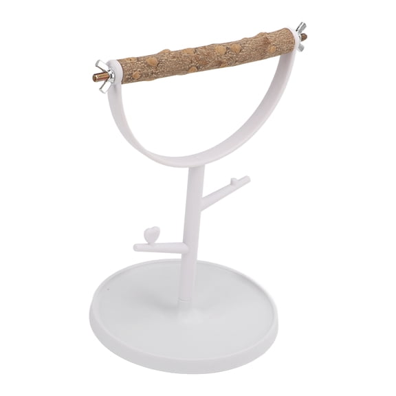 NFTIGB Natural Wood Bird Stand Anti-Slip Portable Tabletop Parrots Training Playing Perch Toy For Indoor Outdoor Use, Interactive Birdcage Accessories, White 9.45 inches / 24 cm