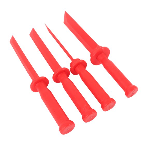NFTIGB Non Marring Plastic Chisel Scraper Set for Auto Trim Removal & Scraping, Heavy Duty Safety Chisel Tool Set Prevent Scratching on Delicate Car Surfaces, Red 4Pcs Kit (9.84 In / 25.0 cm)