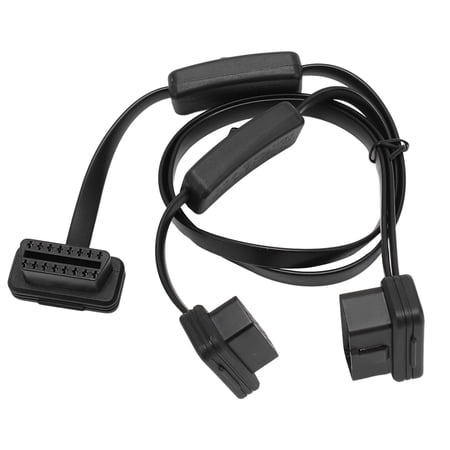 NFTIGB OBD2 Y Splitter Extension Cable 16 Pin Flat Noodle Pass-Through Automotive Extender Cord 1 in 2 Diagnostics Adapter Cable For Elm327 Golo6
