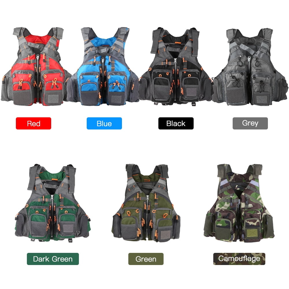 NFTIGB Outdoor Breathable Padded Fishing Life Vest Superior 209lb Bearing Safety Jacket Swimming Sailing Waistcoat Utility Vest Floatation Floating Device Red