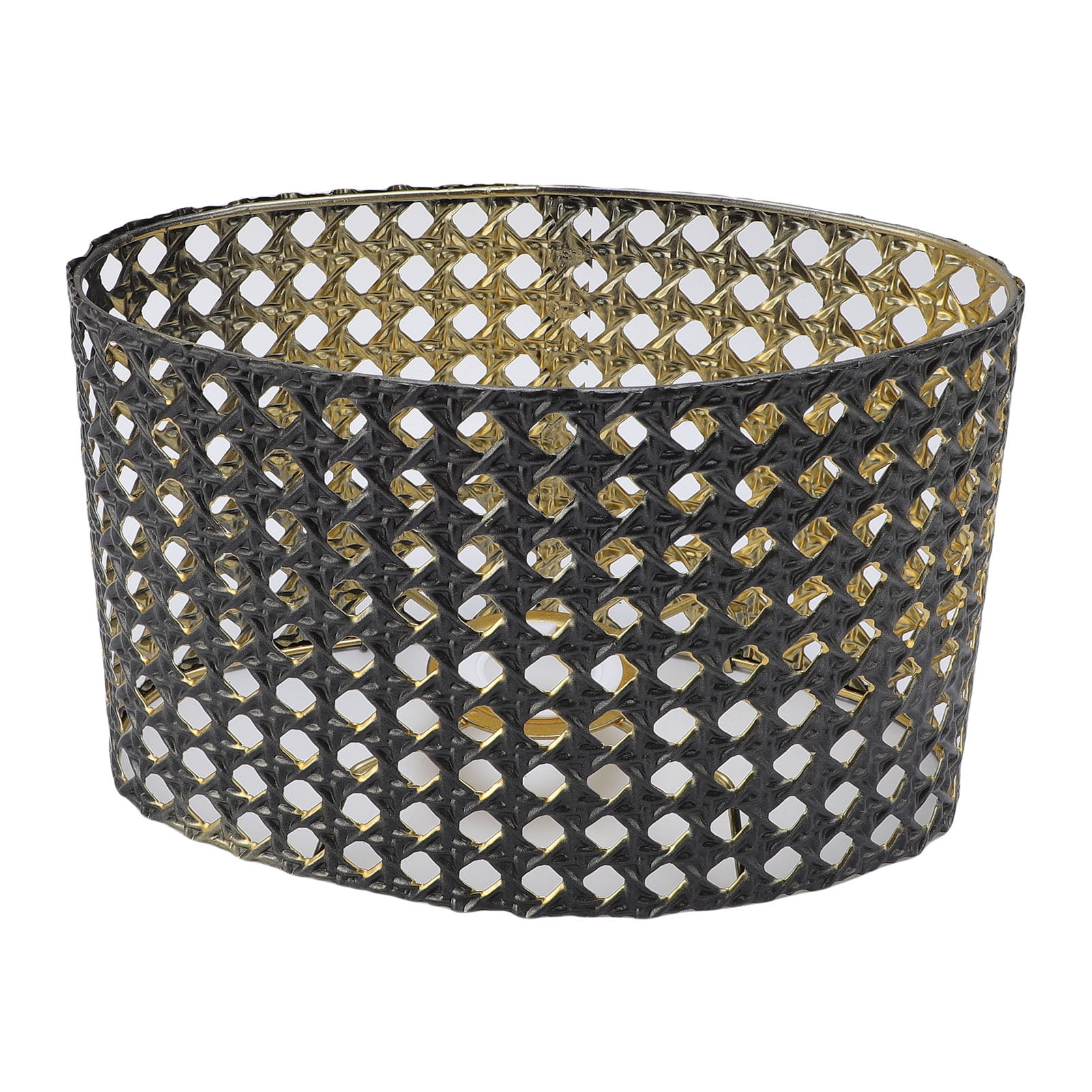 NFTIGB Oval Shaped Metal Hollow Out Lamp Shade for Table and Floor Lamps, Decorative Iron Cover with Polygon Square Hole Design, Compatible with E14 and E27 Fitters, Black (9.1 x 4.9 x 5.5 inches)