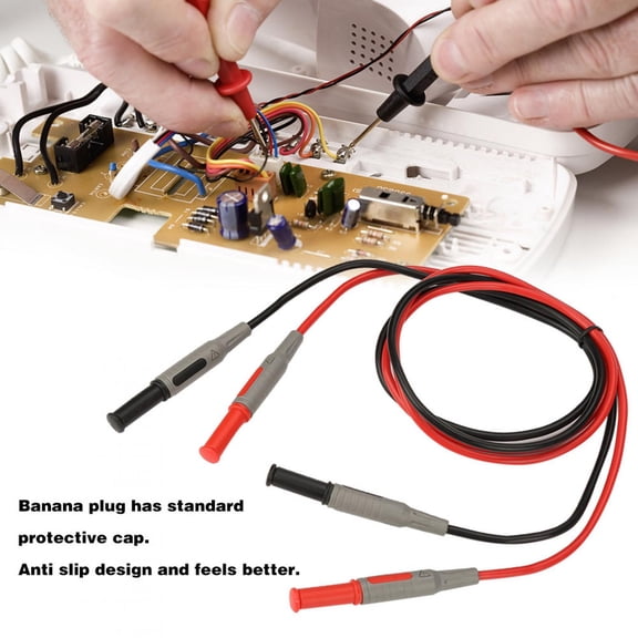 NFTIGB P1032 4mm Banana Plug Test Line Injection Molded Straight Multimeter Wire Cable, 15A 1000V Copper Flexible Silicone Test Probes, 3.3 ft / 100 cm Length, Replacement Kit for Electrical Testing