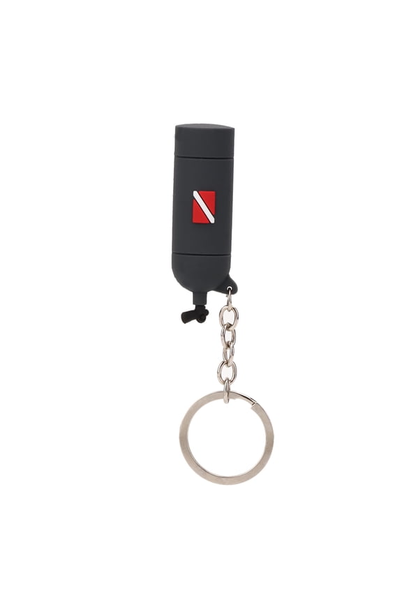 PVC Mini Keyring Diving Theme Key Ring Unique Air Cylinder Shape Keychain Gift Gray Portable Lightweight Outdoor Sports Accessories For Scuba Divers And Ocean Enthusiasts Daily Use Item