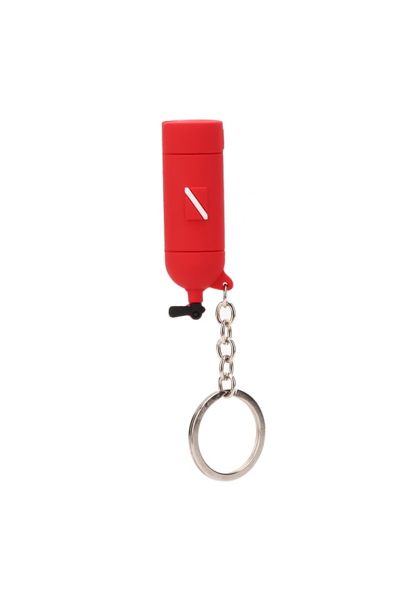 PVC Mini Keyring Diving Theme Key Ring Unique Air Cylinder Shape Keychain Gift Red Portable Lightweight Outdoor Sports Accessories For Scuba Divers And Ocean Enthusiasts Daily Use Item
