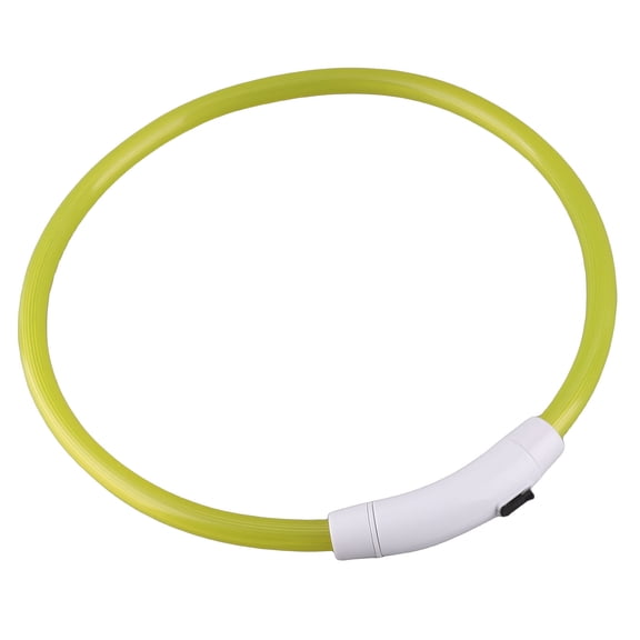 NFTIGB Pet Dog Collar Silicone Soft USB Rechargeable Light Flashing Puppy Night Safety Collars, Glow in the Dark LED Neck Loop for Small Medium Large Dogs Cats, 27.6 inches / 70 cm, Yellow