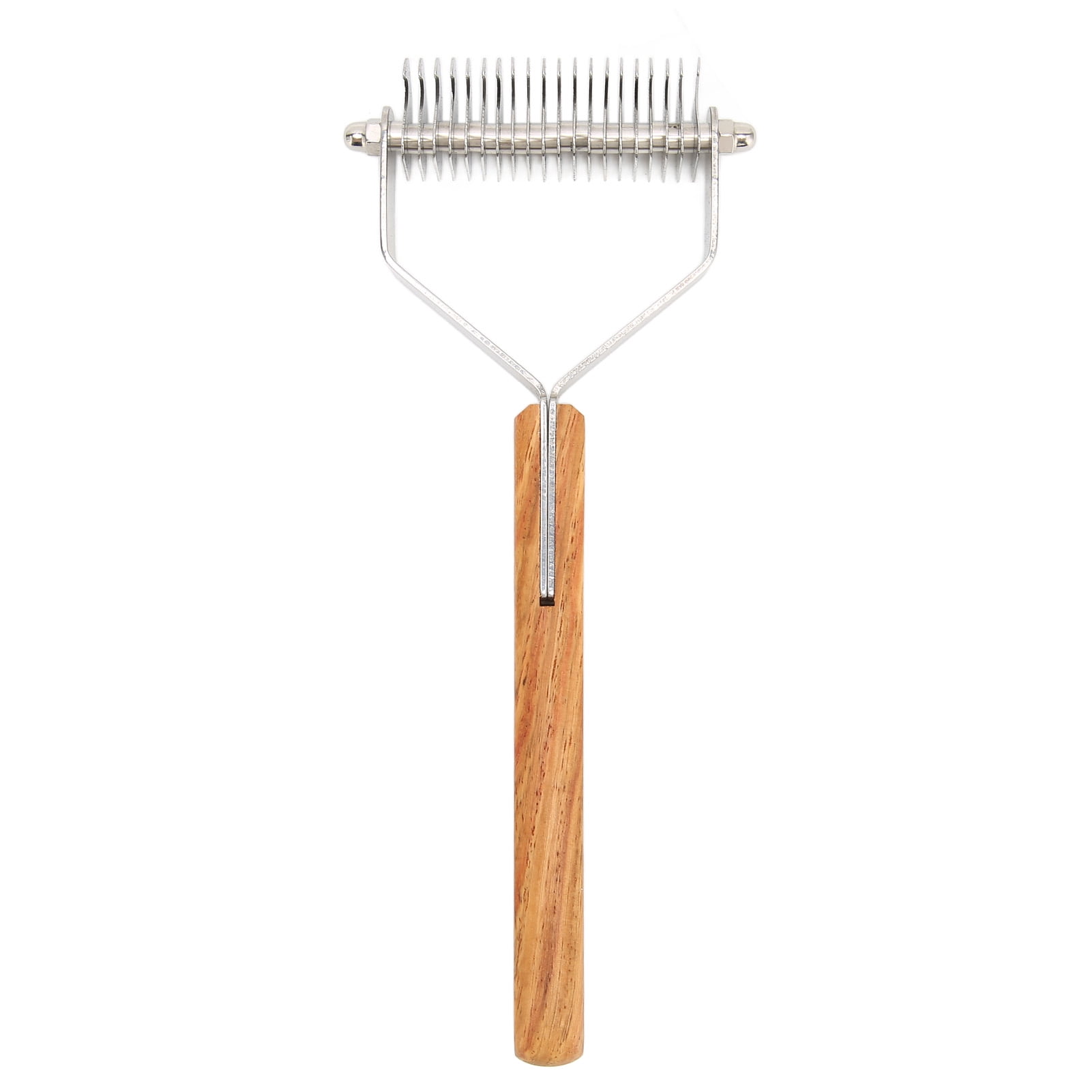 NFTIGB Pet Undercoat Rake Brush Double Sided Knots Removal Massage Wood Handle Deshedding Comb for Dog Puppy Cat (9.06 inches / 23 cm)