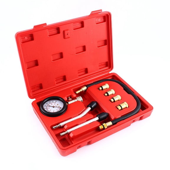 NFTIGB Petrol Engine Compression Tester Kit for Car and Motorcycle Auto Diagnostic Tool Dual Scale Gauge 0-300 PSI with Adapters and Carry Case