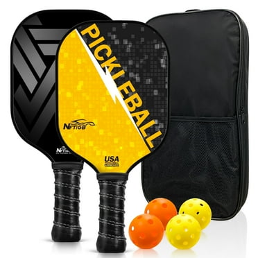 NFTIGB Pickleball Paddle Set – Trending Sport for All Ages, Lightweight Fiberglass, USAPA Approved, 2 Paddles + 4 Balls Included